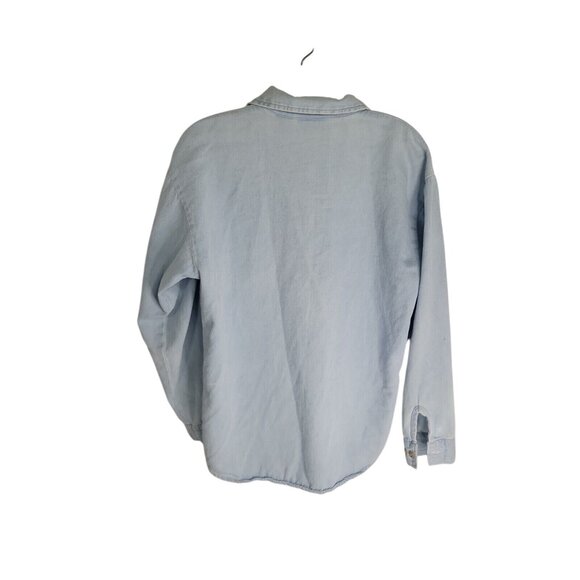 Classic Looney Tunes Denim Shirt Embroidered Bugs Bunny Taz & Daffy Duck Light B - Picture 4 of 4